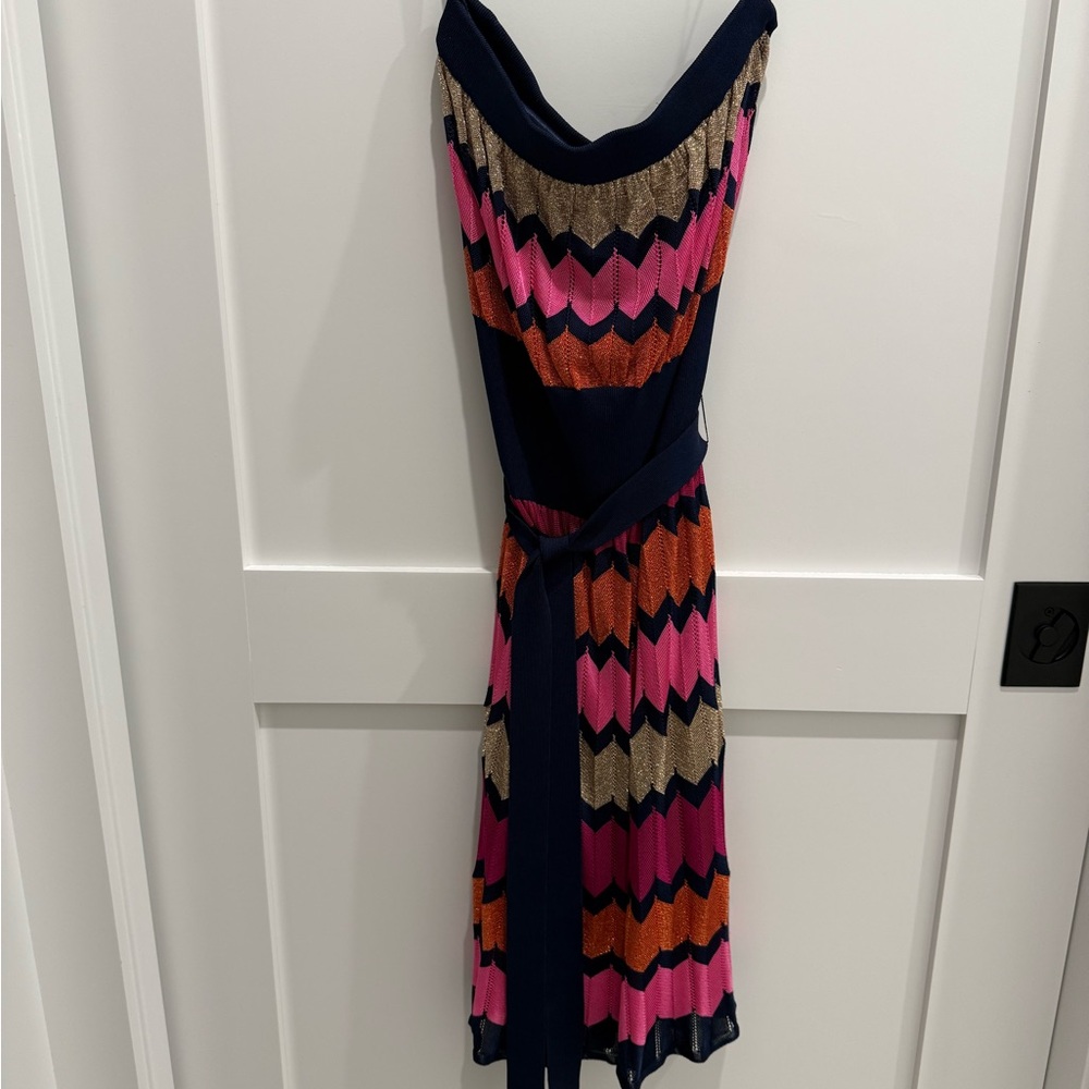 Laundry By Shelli Segal Strapless Chevron Dress - Pink, Orange, Gold